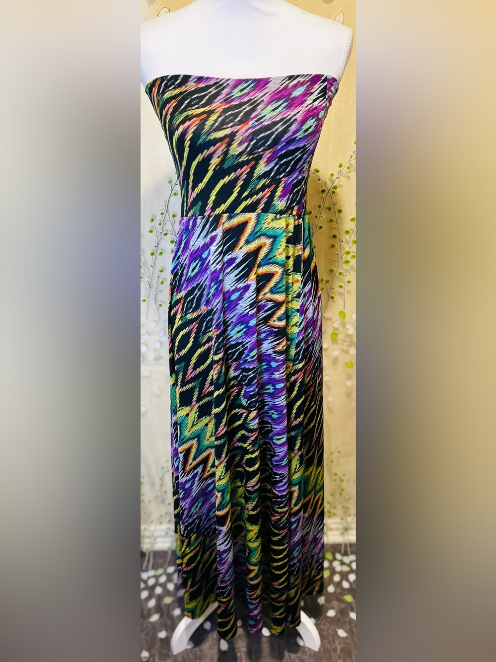 Bisou Bisou Michele Bohbot Ikat Chevron Maxi Convertible Dress Skirt Medium